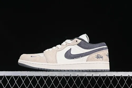 All categories Air Jordan Jordan series basketball shoes Air Jordan 1 Low High-end customized low-top sneakers Air Jordan 1 Low AJ1 Joe 1 Stussy co-branded milk gray dark pattern High-end customized low-top retro basketball shoes DM9188-014